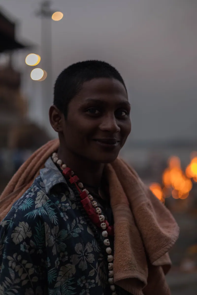 This boy spends his time helping out at the burning gates in Banaras, where the flames have not been left to extinguish for 3700 years. A body is bought down every few minutes to be burned in around 40 individual pyres by the Ganges. Read more here. Banaras (Varanasi), India